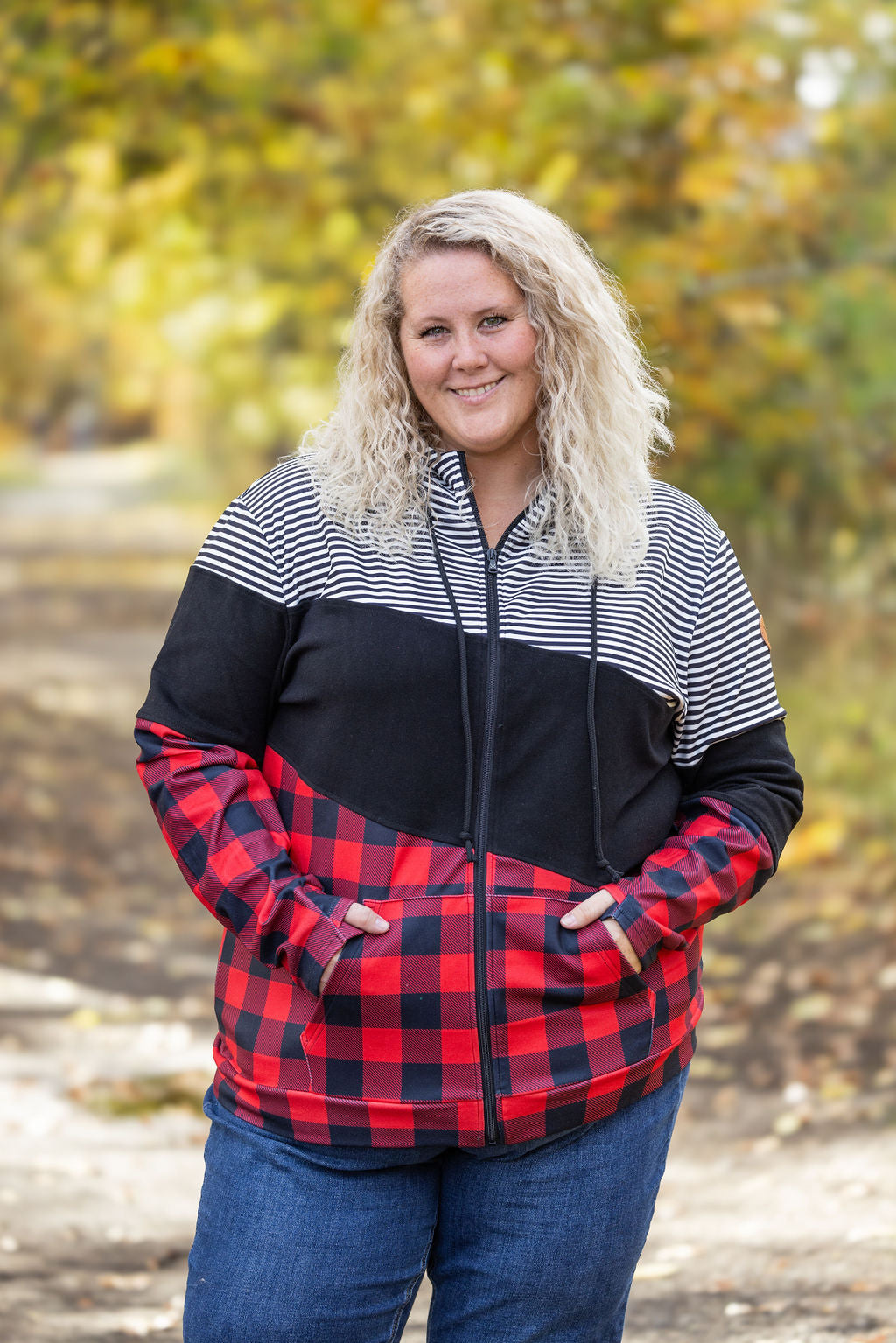 Colorblock Fullzip - Plaid and Stripes