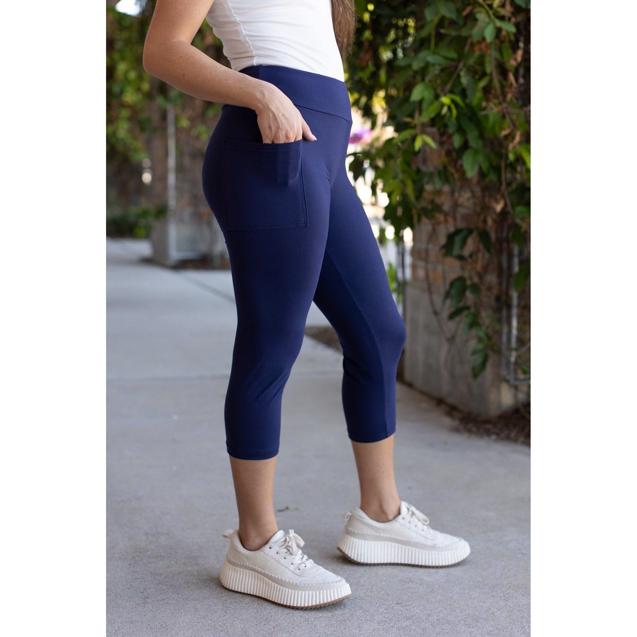 Ready to Ship  |  Navy CAPRI with Pocket   - Luxe Leggings by Julia Rose®