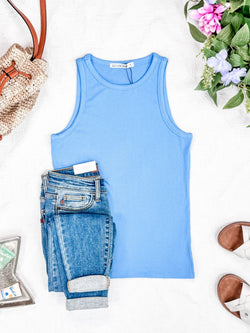 Tara Ribbed Tank - Light Blue