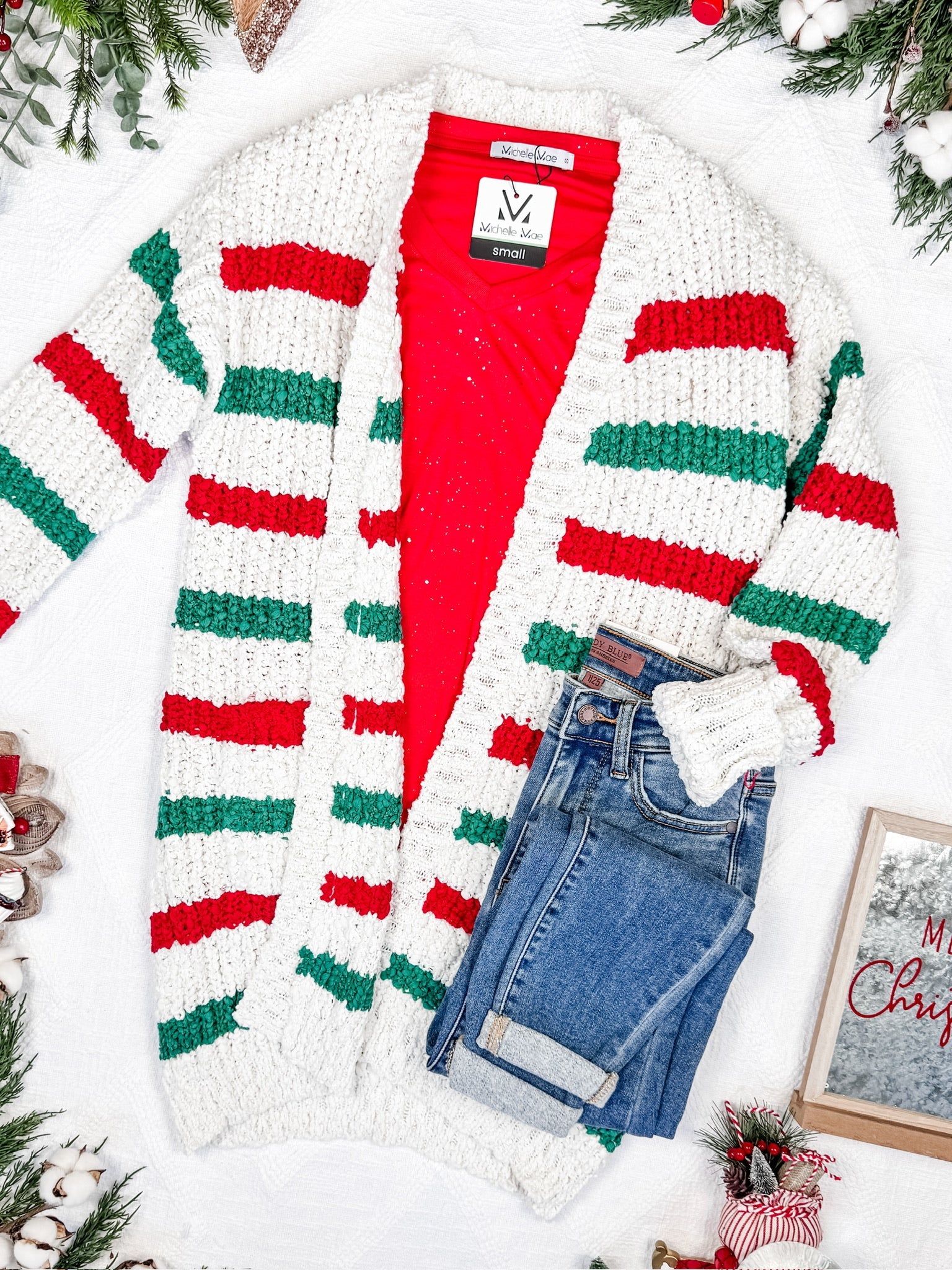 Stripe Cardigan - Christmas Stripe