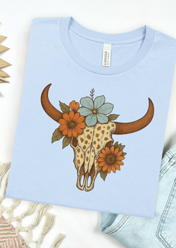 Boho Bloom Longhorn Tee Bella Canvas T-Shirt