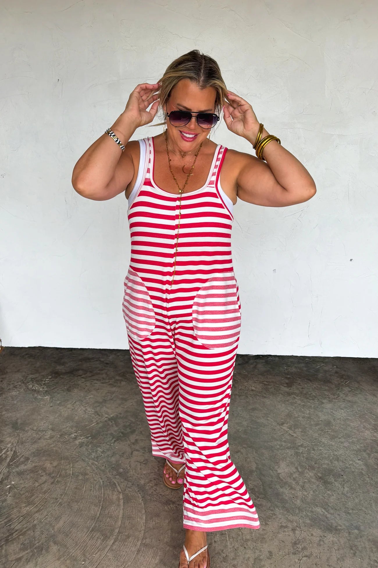PREORDER- RICKI STRIPE TERRY ROMPER