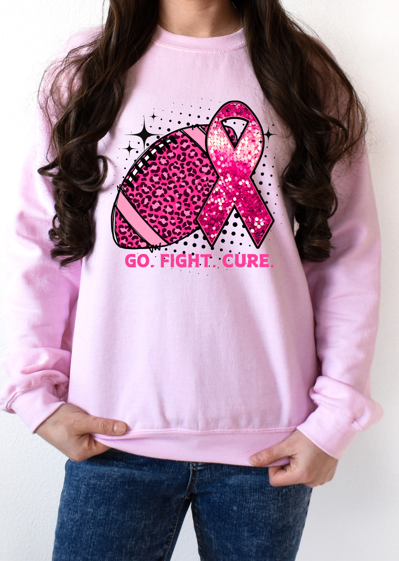 Go Fight Cure Faux Flitter Tee / Sweatshirt