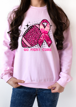 Go Fight Cure Faux Flitter Tee / Sweatshirt