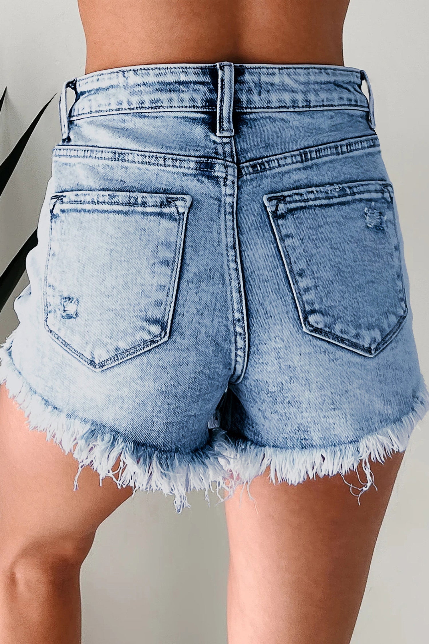 Blue Distressed Acid Wash Denim Shorties WTW