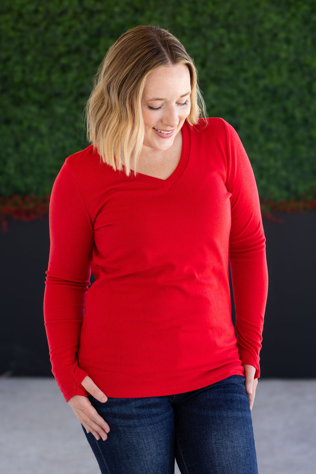 Leah Long Sleeve Top - Red