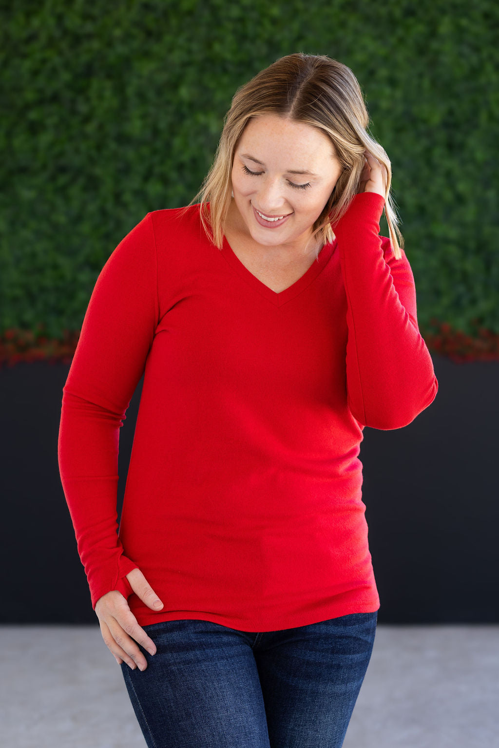 Leah Long Sleeve Top - Red