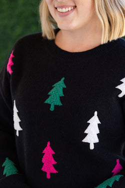 Festive Bright Trees Sweater FINAL SALE