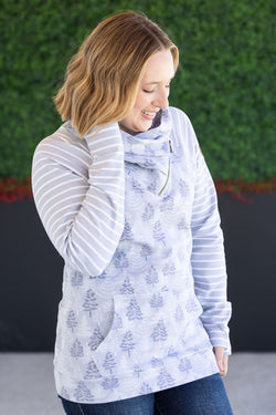 Classic Zoey ZipCowl Sweatshirt - Grey Trees and Stripes