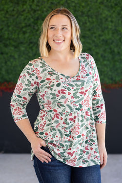 3/4 Sleeve Sarah Ruffle - Holiday Berry FINAL SALE