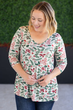3/4 Sleeve Sarah Ruffle - Holiday Berry FINAL SALE