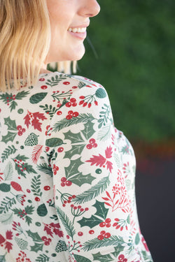 3/4 Sleeve Sarah Ruffle - Holiday Berry FINAL SALE
