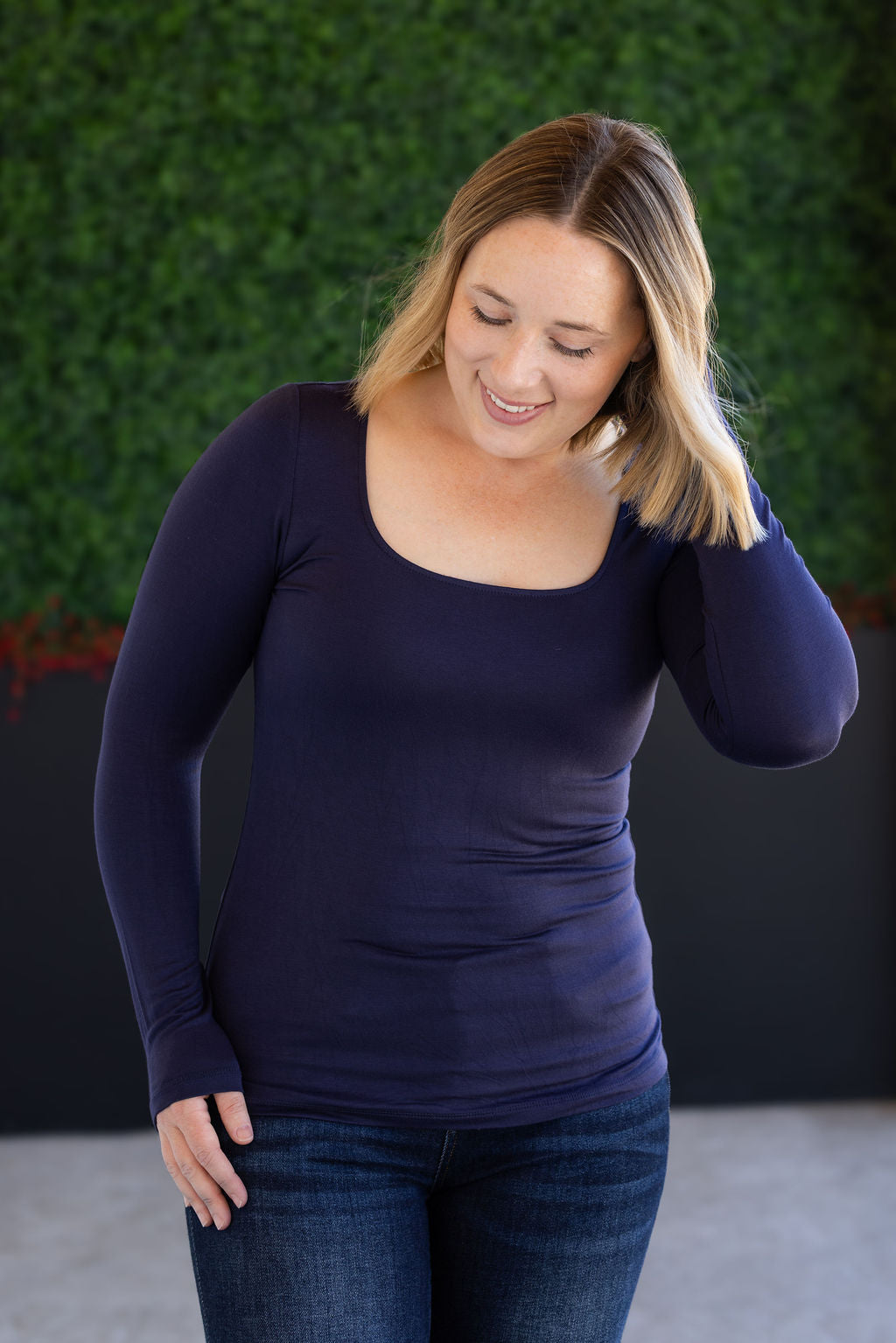 Alyssa Long Sleeve Top - Navy