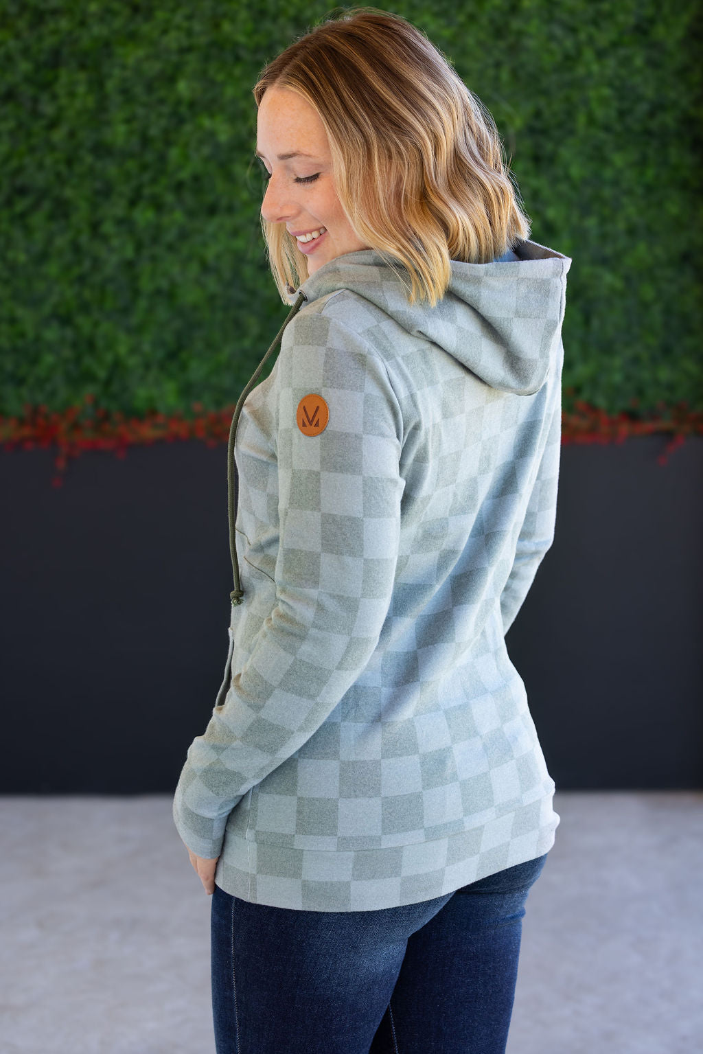 HalfZip Hoodie - Olive Checkers