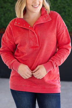 Jesse Vintage Wash Snap Pullover - Red