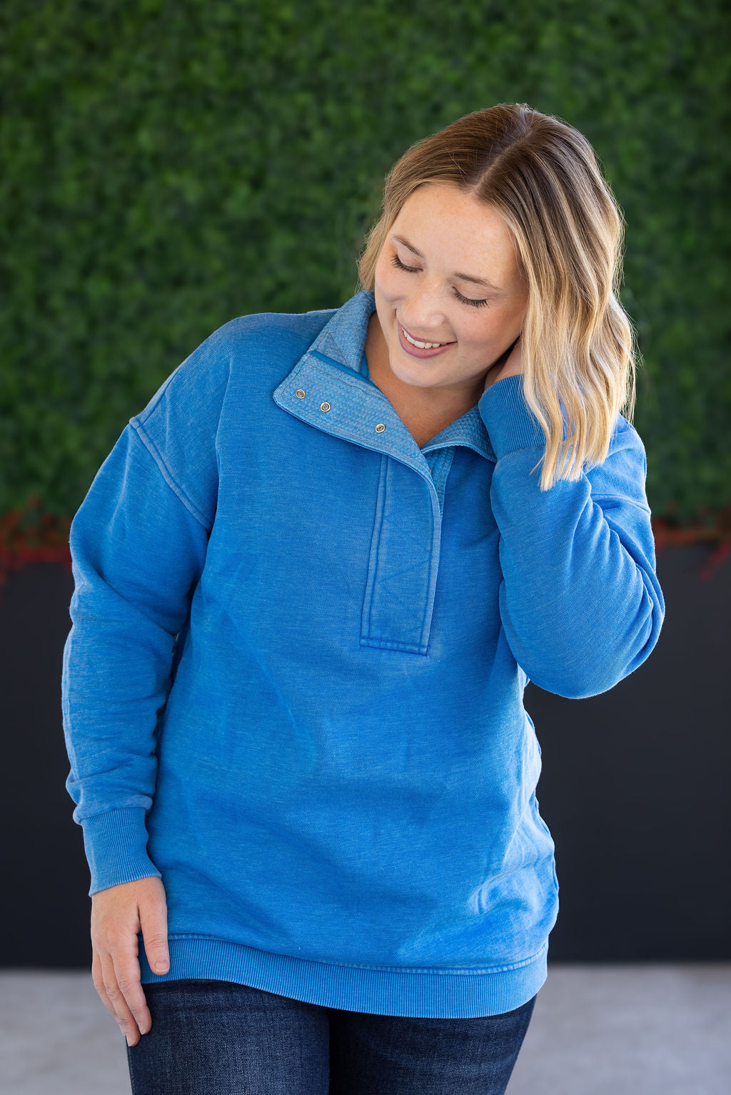 Jesse Vintage Wash Snap Pullover - Winter Blue