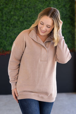 Vintage Wash Snap Pullover - Tan