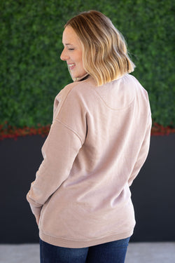 Vintage Wash Snap Pullover - Tan