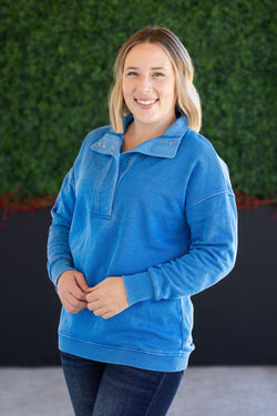 Jesse Vintage Wash Snap Pullover - Winter Blue