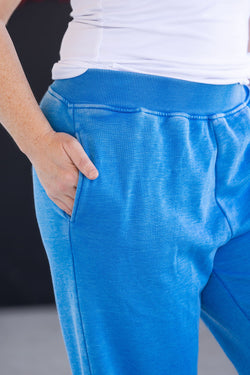 Wide Leg Vintage Wash Bottoms - Winter Blue