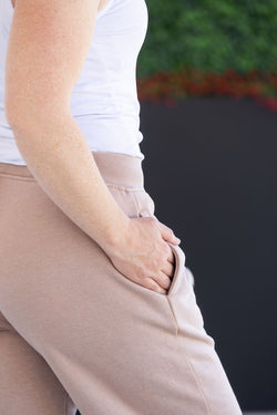 Wide Leg Vintage Wash Bottoms - Tan
