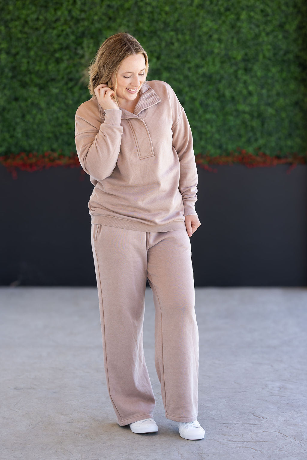 Vintage Wash Snap Pullover - Tan