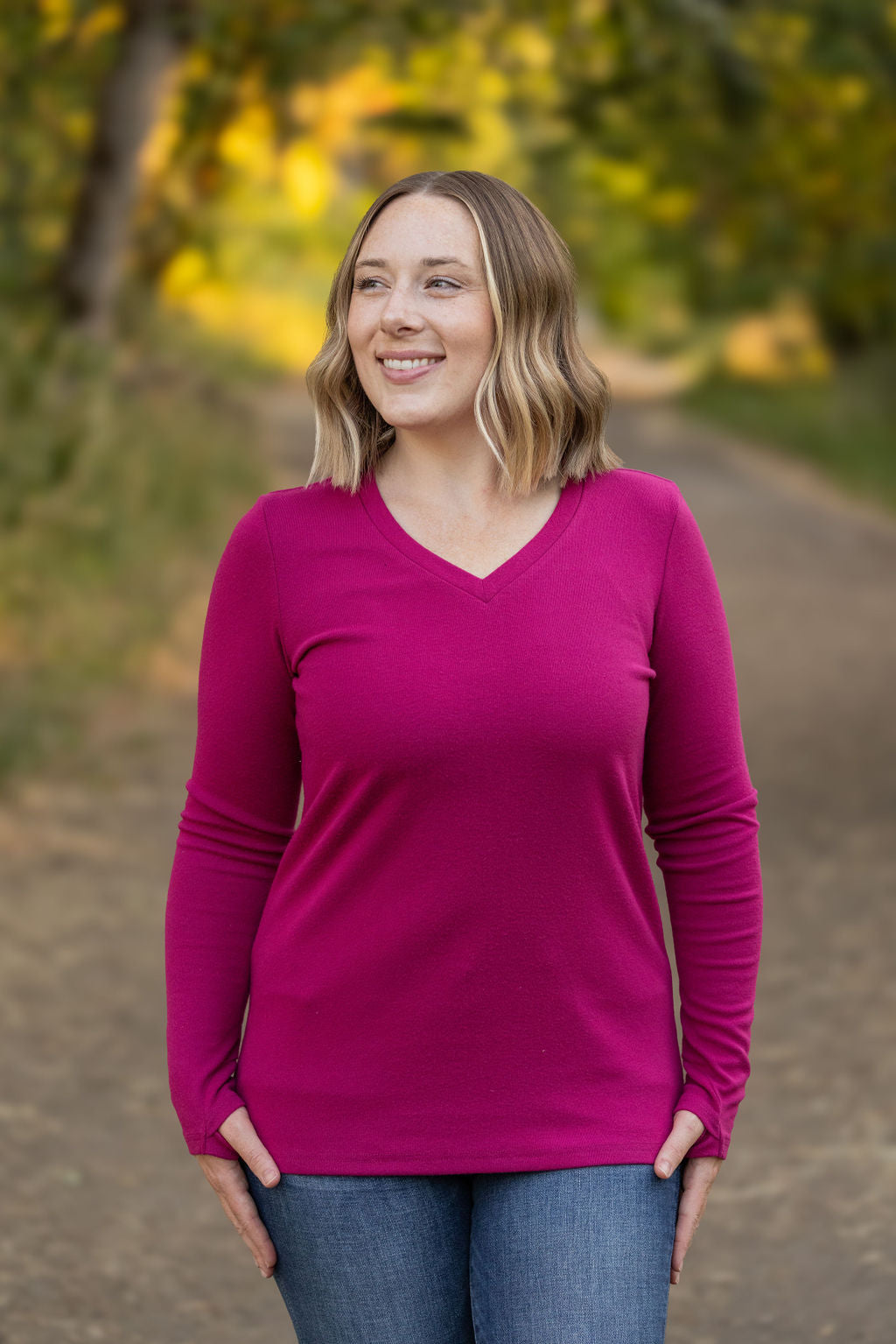 Leah Long Sleeve Top - Magenta