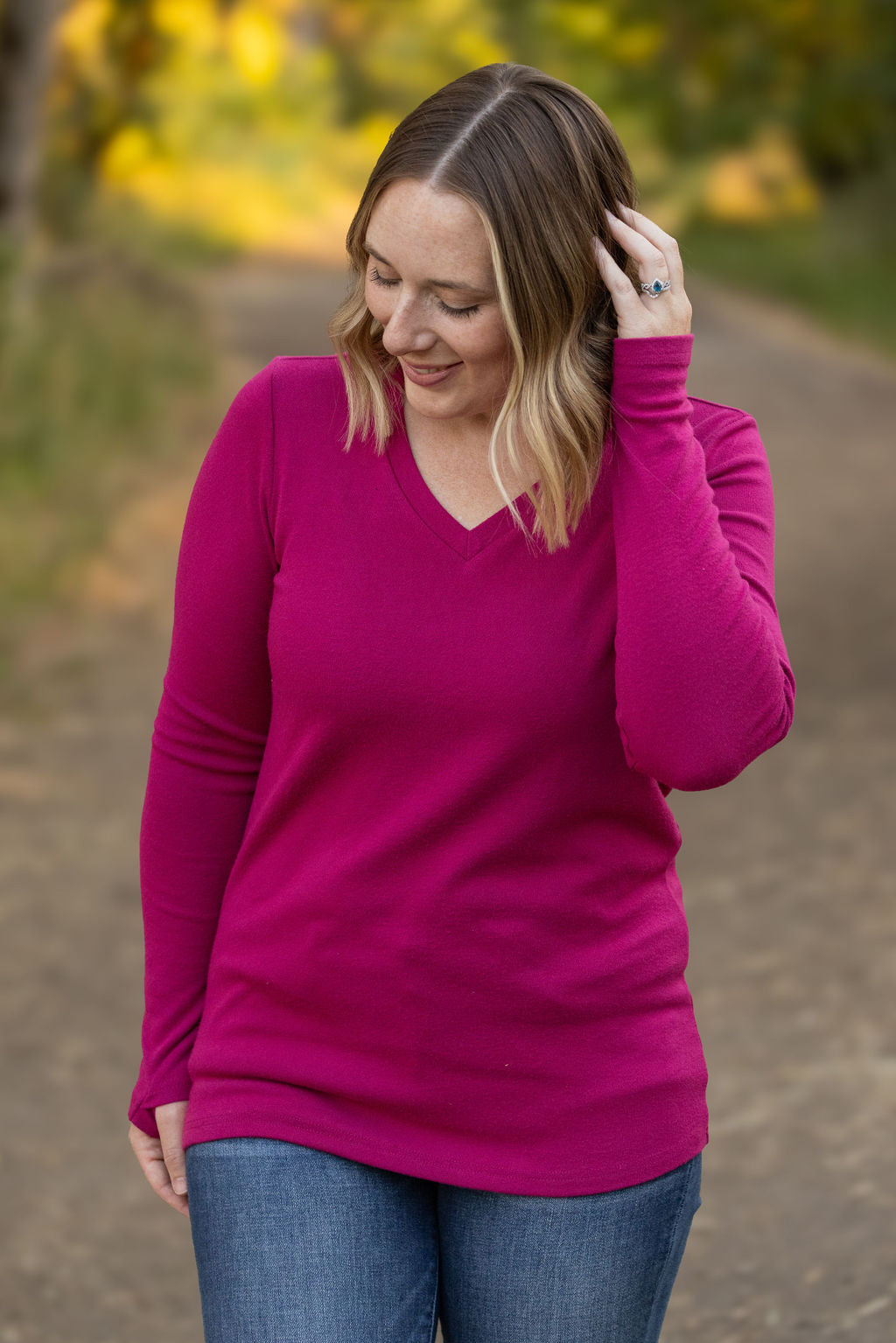 Leah Long Sleeve Top - Magenta