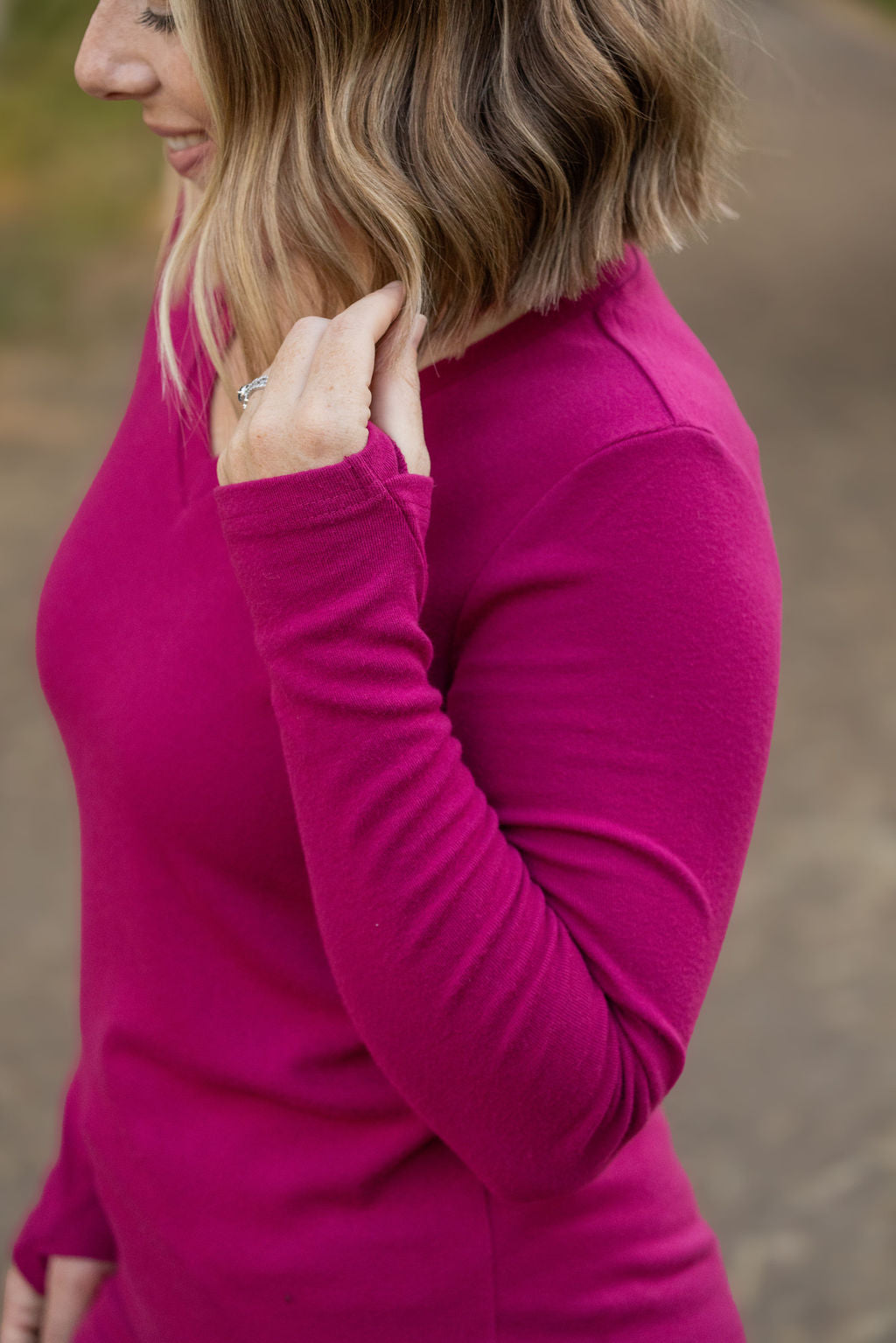 Leah Long Sleeve Top - Magenta