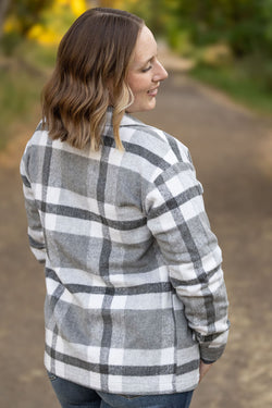 Norah Plaid Shacket - Classic Grey and White