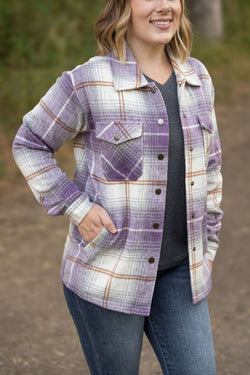 Norah Plaid Shacket - Purple and Gold