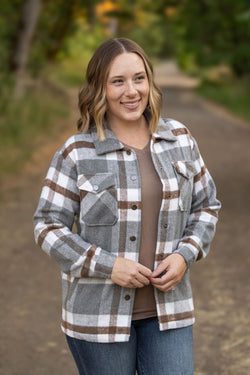 Norah Plaid Shacket - Grey and Tan