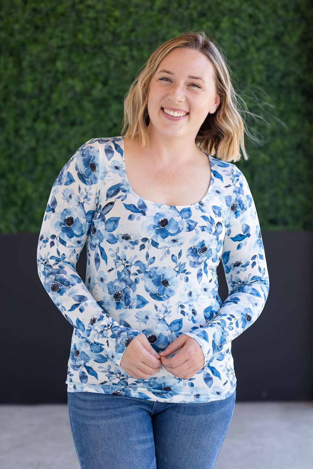 Alyssa Long Sleeve Top - Sapphire Floral
