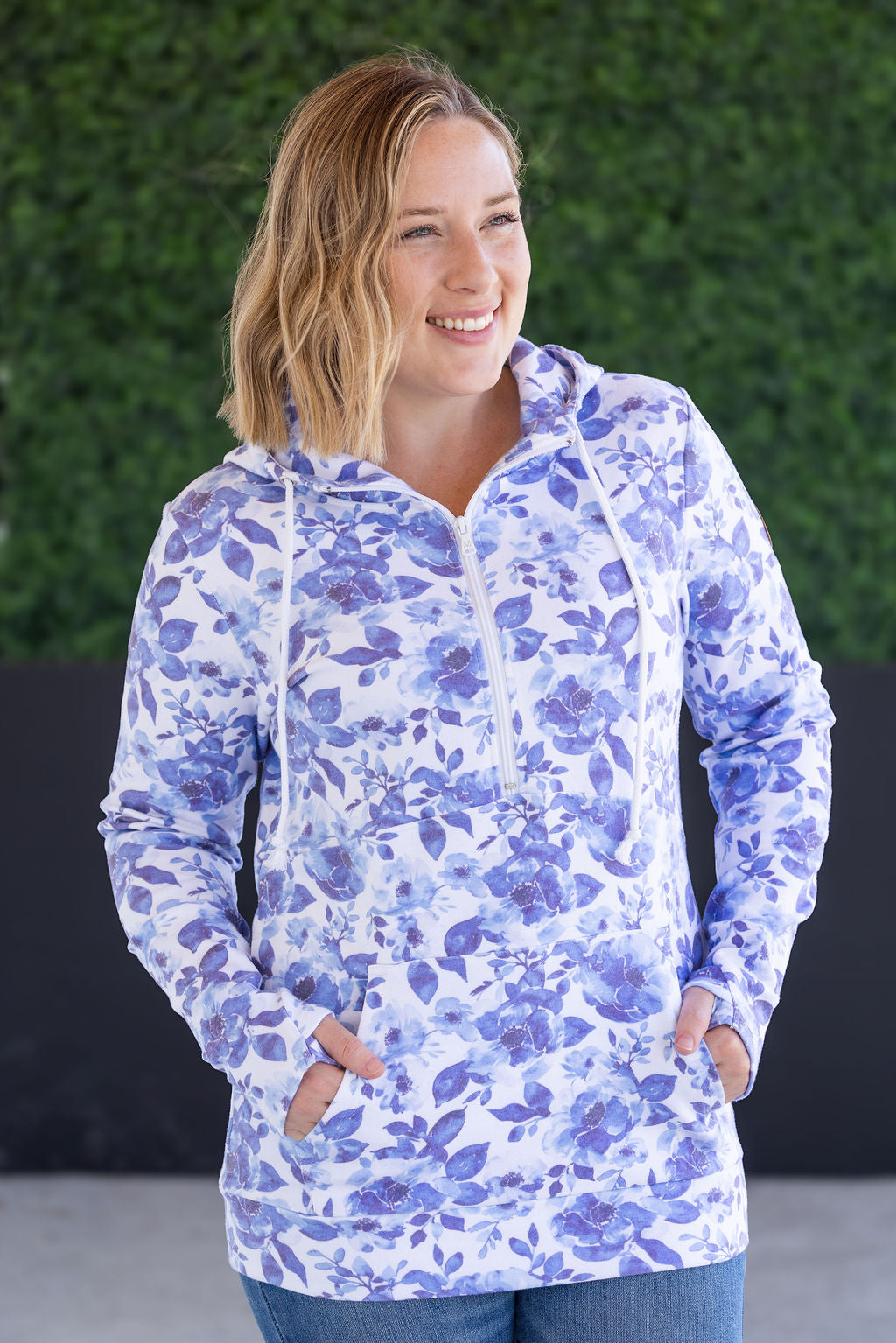 HalfZip Hoodie - Sapphire Floral