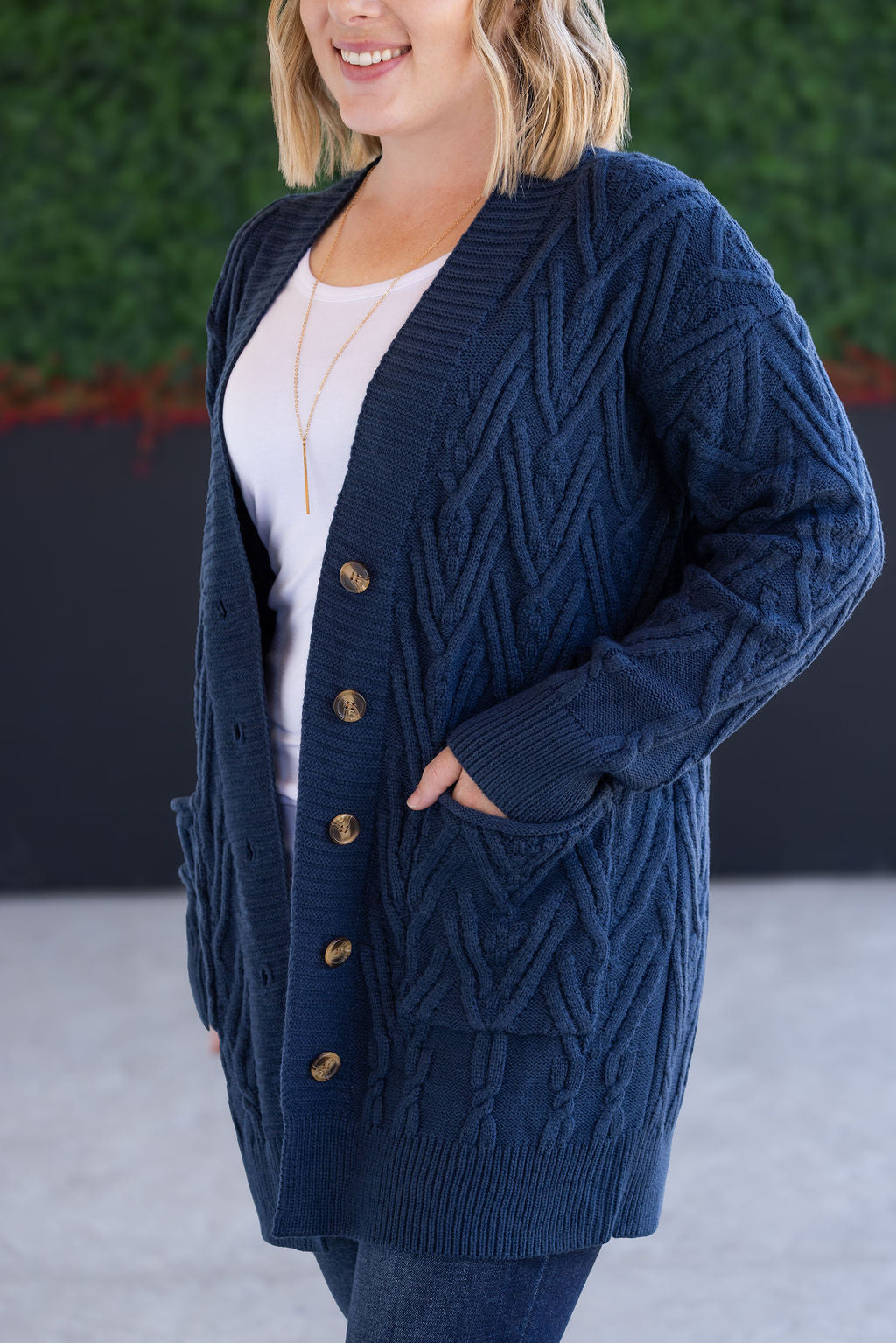Brooks Button Sweater Cardigan - Navy