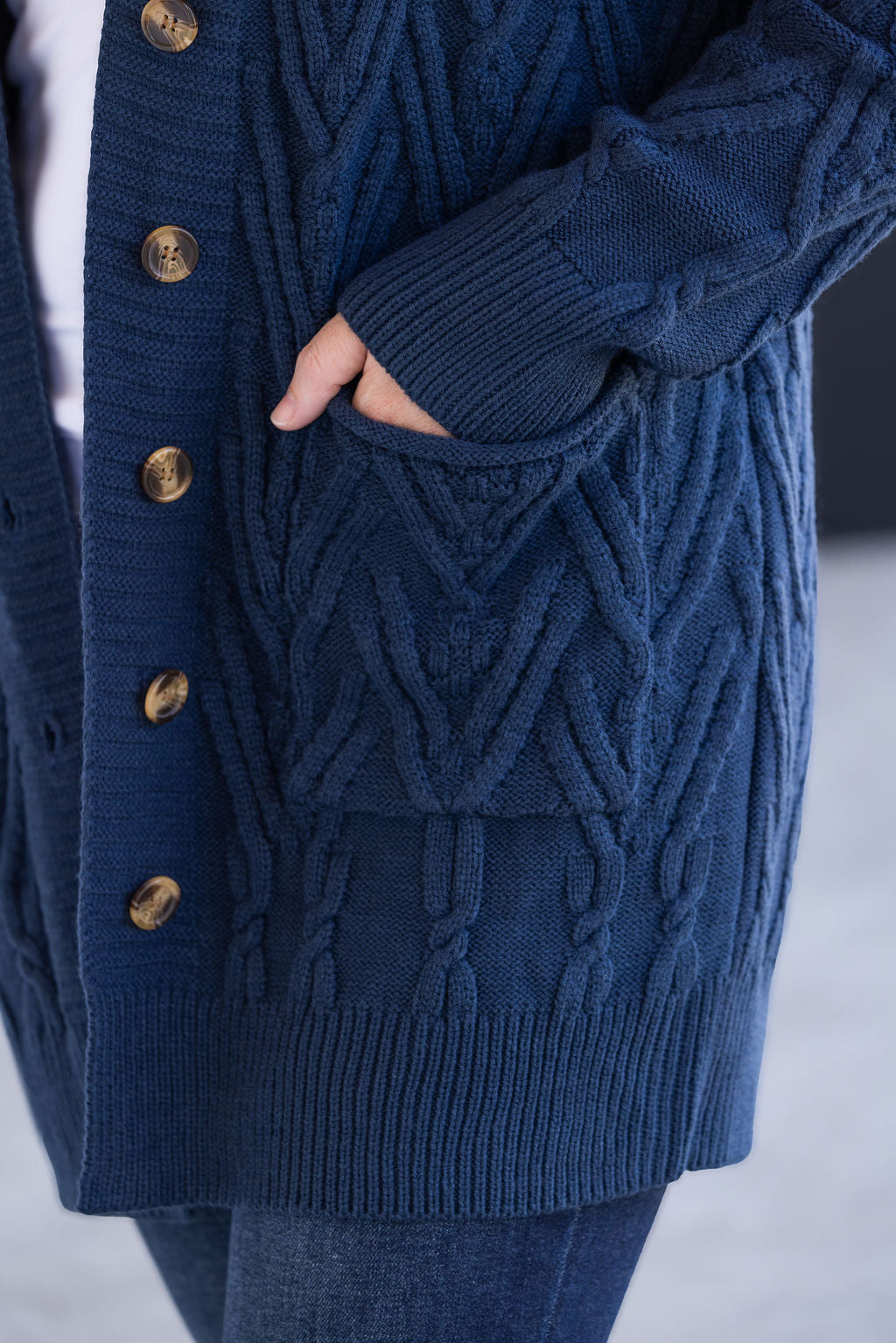 Brooks Button Sweater Cardigan - Navy