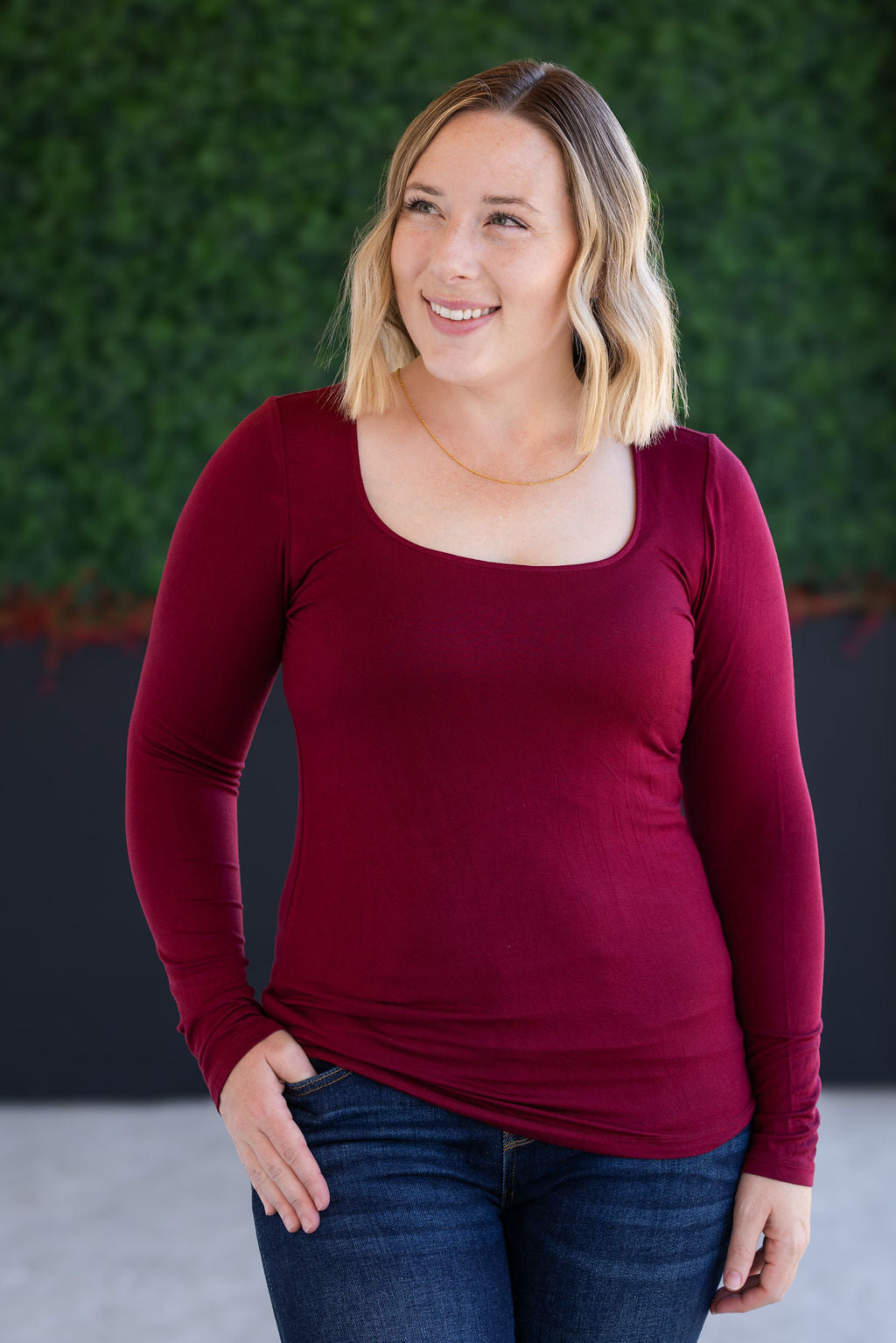 Alyssa Long Sleeve Top - Burgundy