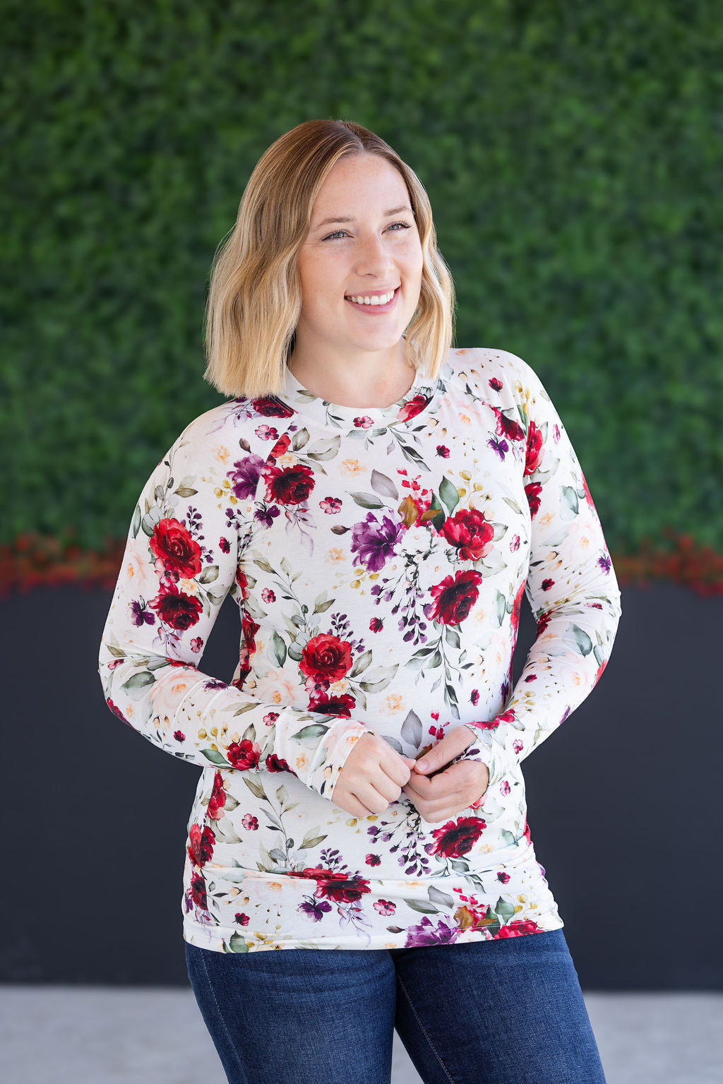 Blair Long Sleeve Top - Burgundy Bloom