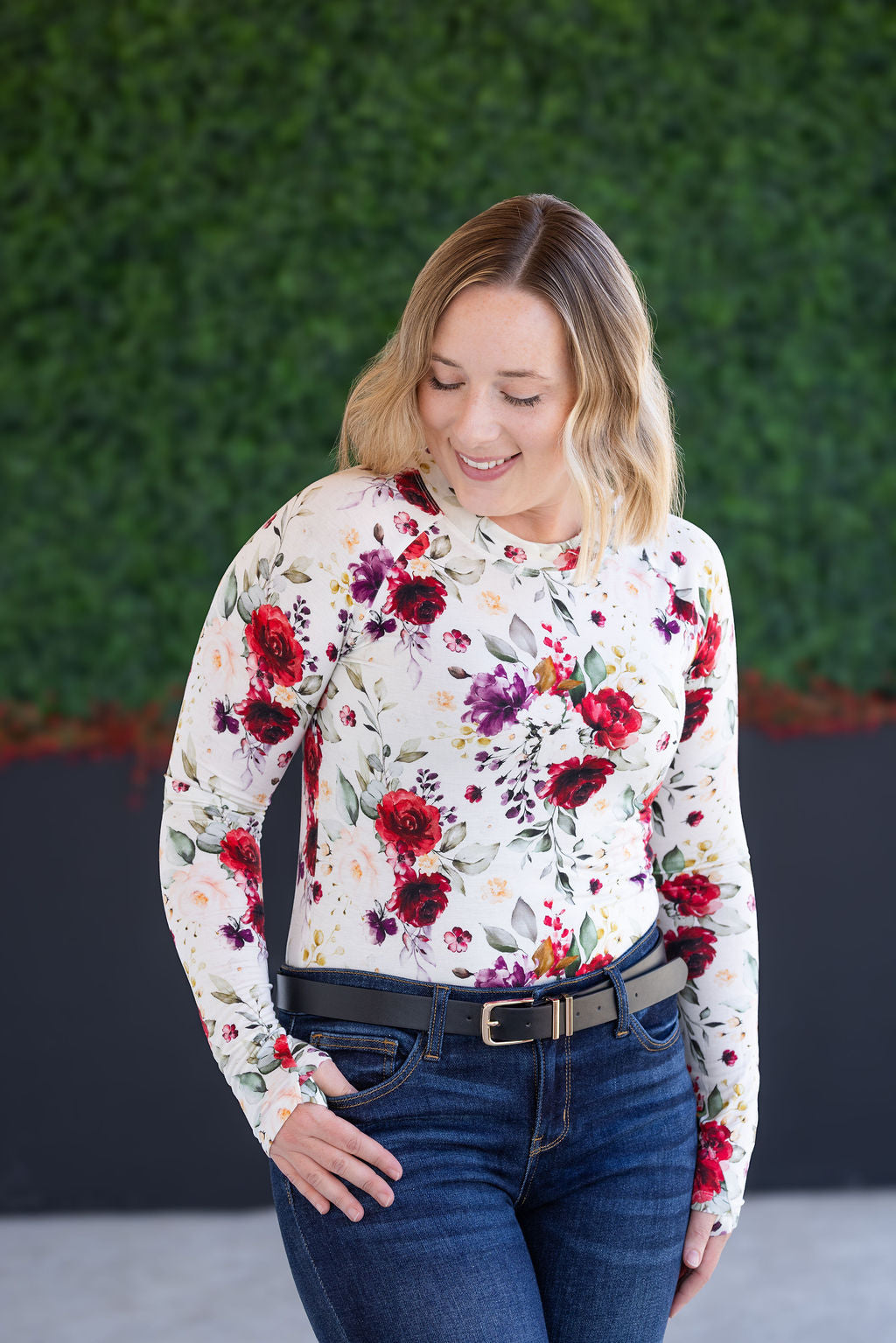Blair Long Sleeve Top - Burgundy Bloom