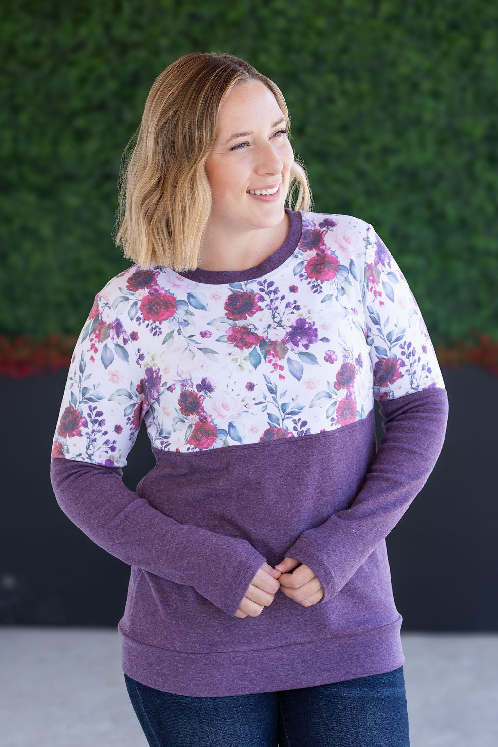 Natalie Pullover - Burgundy Bloom and Plum