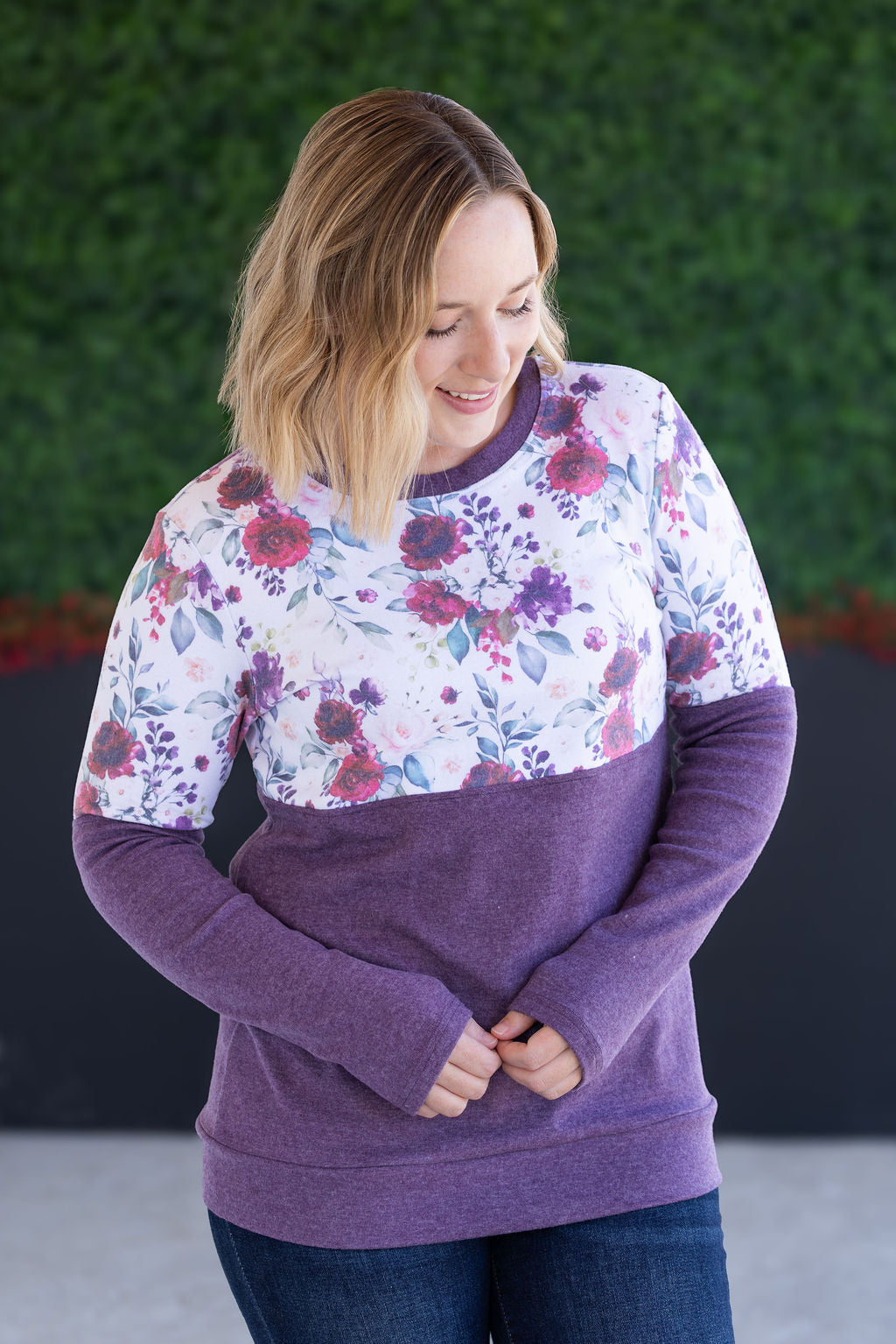 Natalie Pullover - Burgundy Bloom and Plum