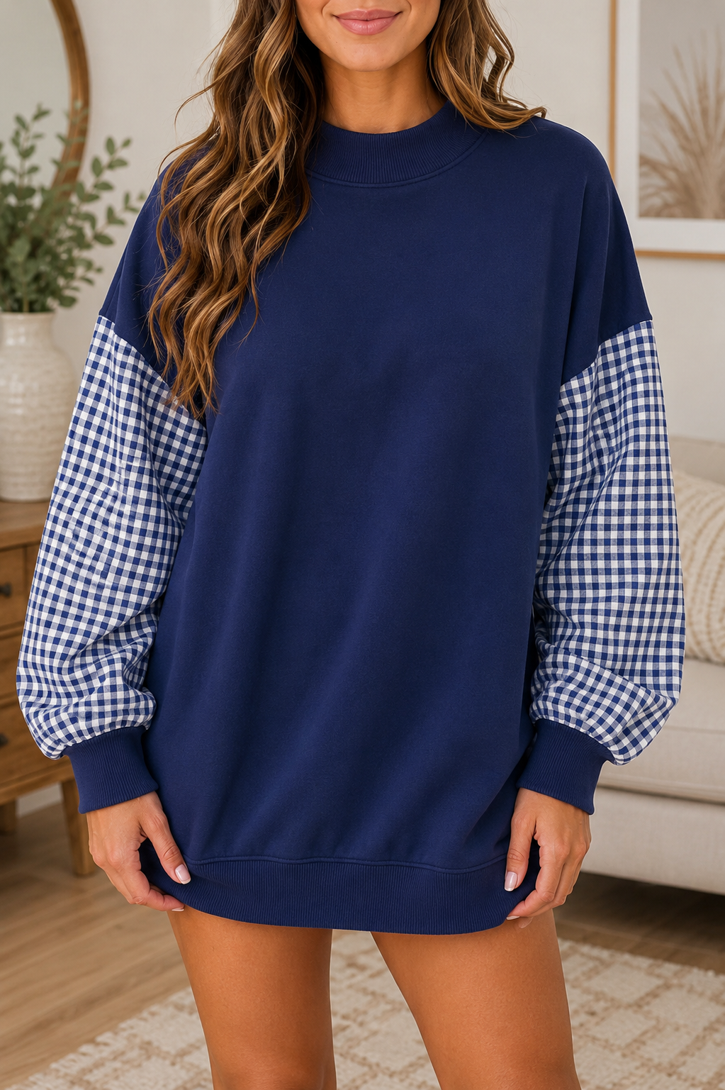 Plaid Sleeve Sweatshirt WTW