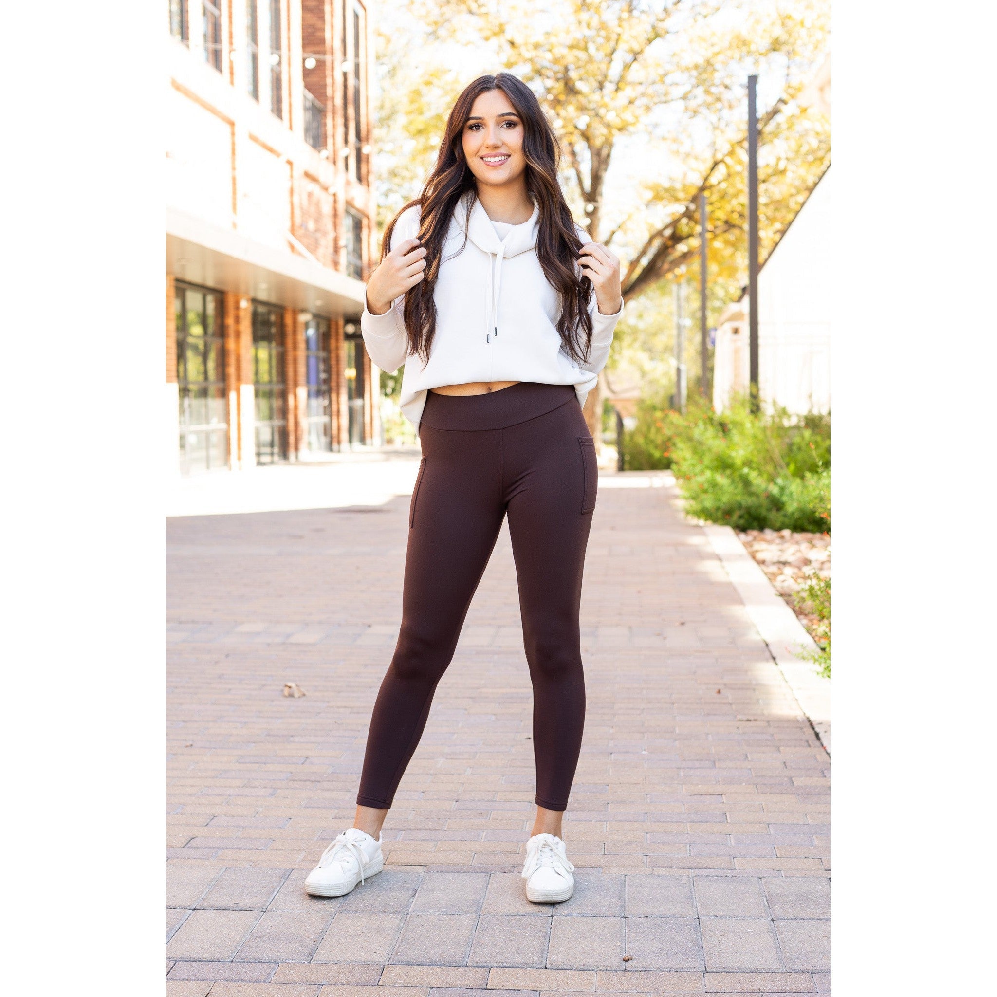 PreOrder  | The Belle - Brown FLEECE Full Length Leggings with Pockets*