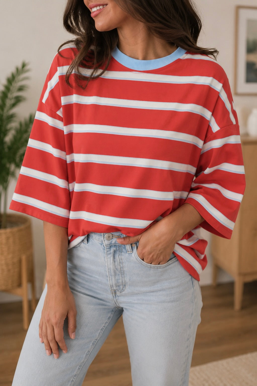 Red Striped Bow Back Shirt WTW