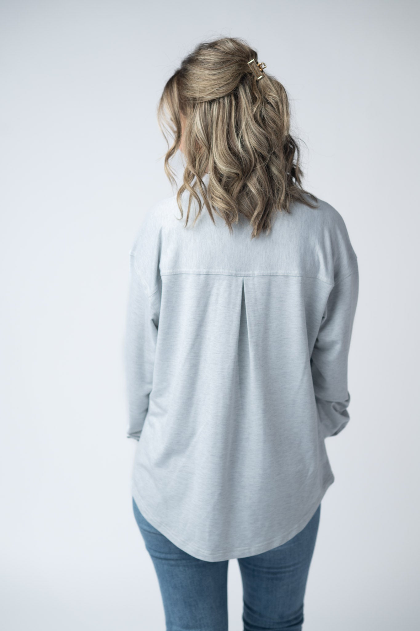 Brenna Button Down Top - Grey
