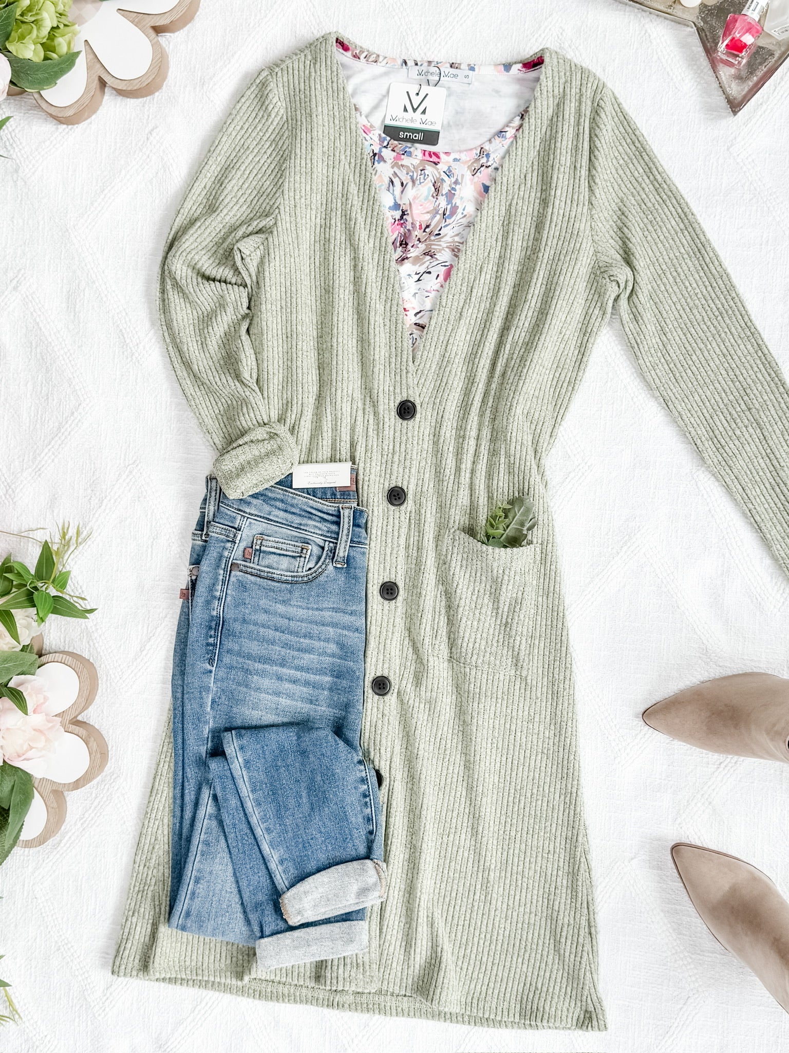 Colbie Ribbed Cardigan - Pistachio