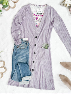 Colbie Ribbed Cardigan - Lavender