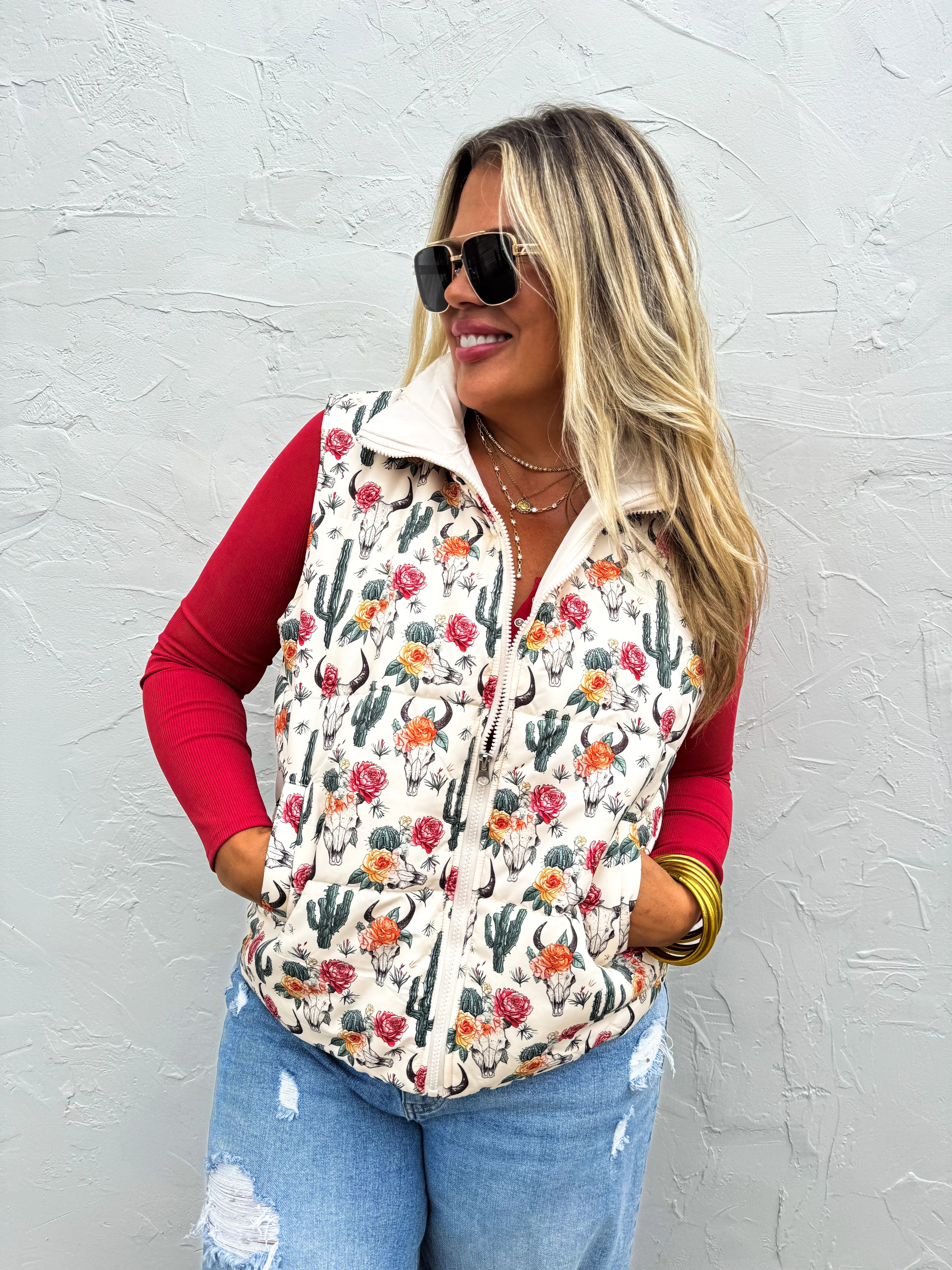 RTS~ Puffer Vest in Two Prints