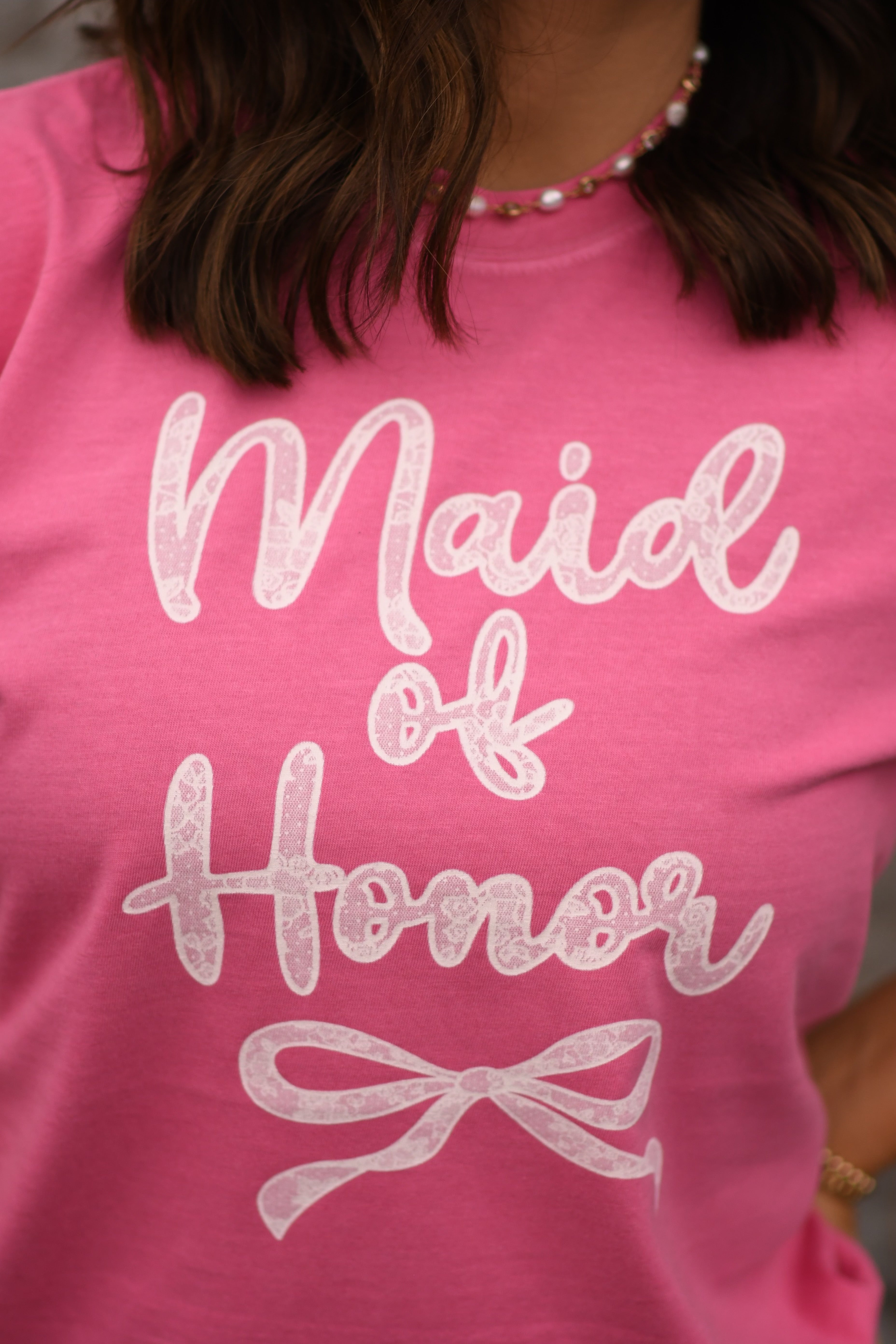 Maid Of Honor Lace Bow Tee