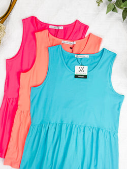 Renee Ruffle Tank - Neon Pink